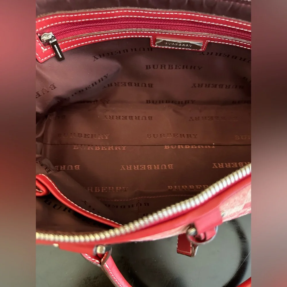 Burberry Red Nova Canvas and Leather Handbag - Picture 8 of 8